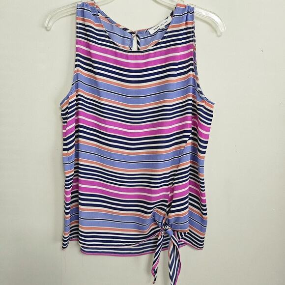 Rose & Olive Womens Top Bright Multicolor Striped Sleeveless Pullover Tank Top M - Picture 1 of 9